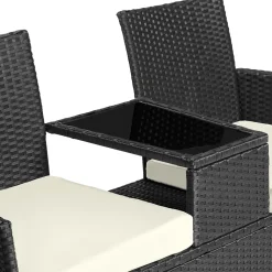 Tectake Wicker Tuinbank Met Tafel - Zwart/beige