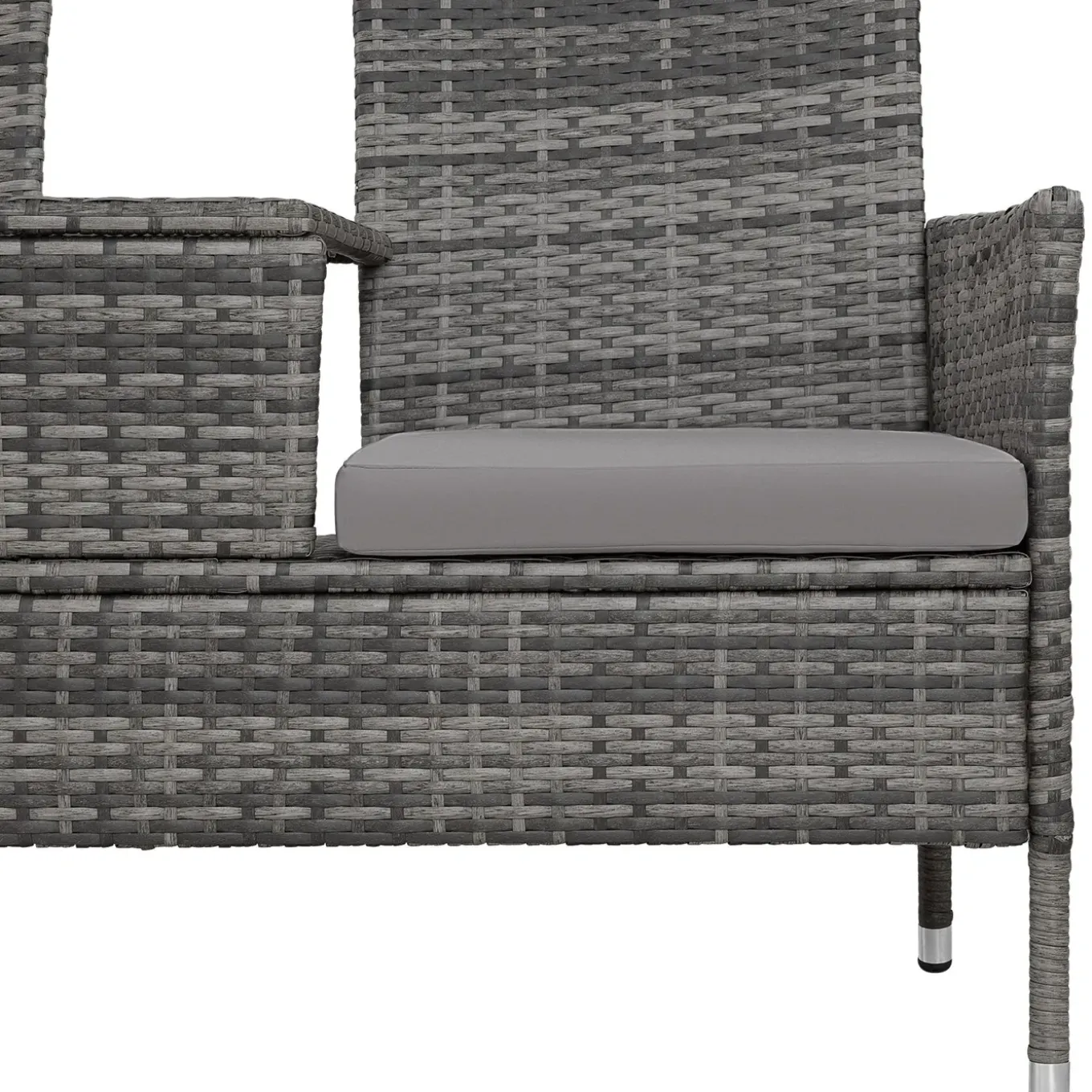 Tectake Wicker Tuinbank Met Tafel - Grijs/lichtgrijs