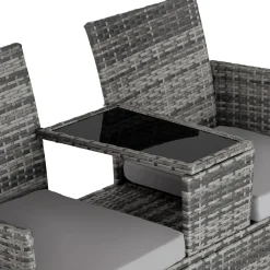Tectake Wicker Tuinbank Met Tafel - Grijs/lichtgrijs