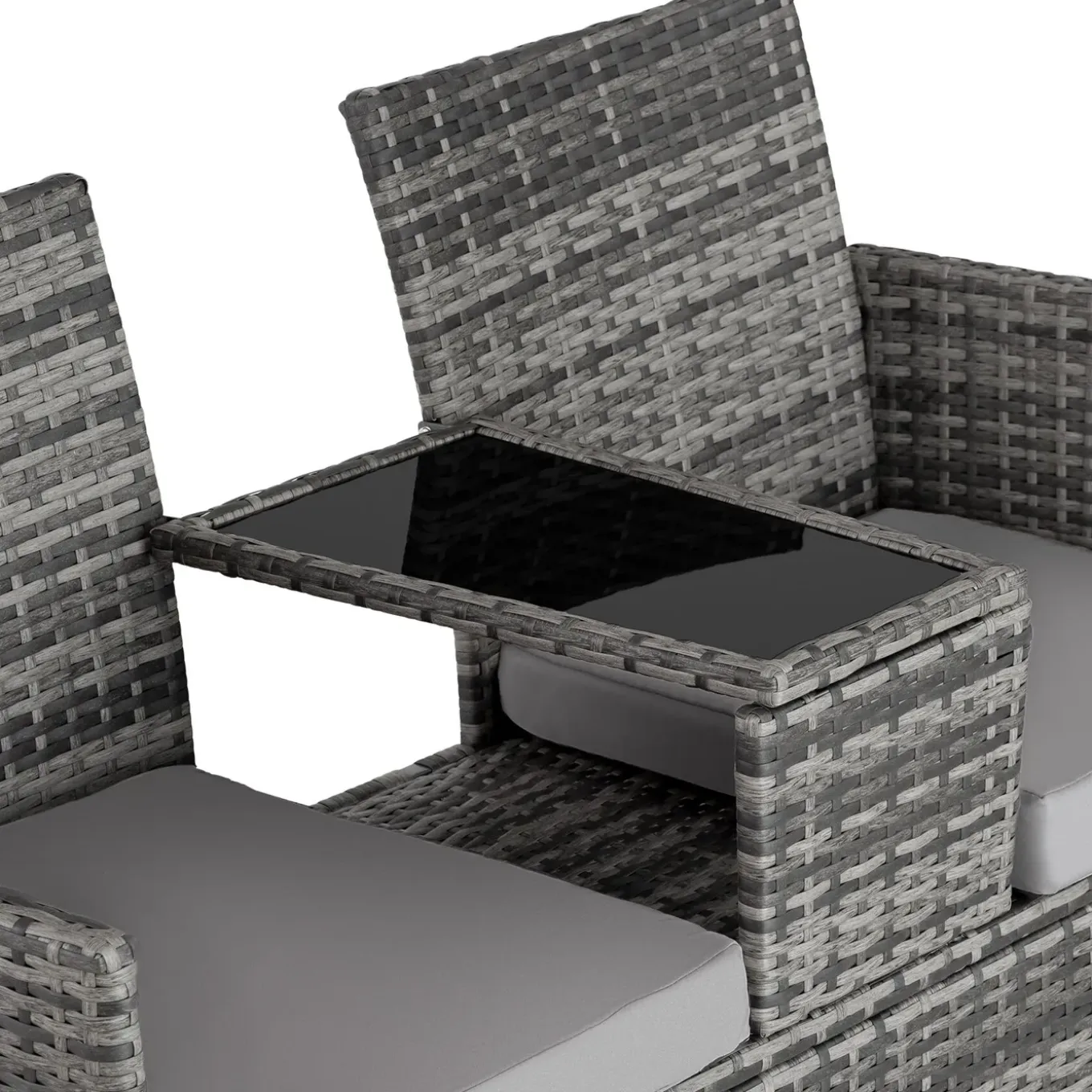 Tectake Wicker Tuinbank Met Tafel - Grijs/lichtgrijs