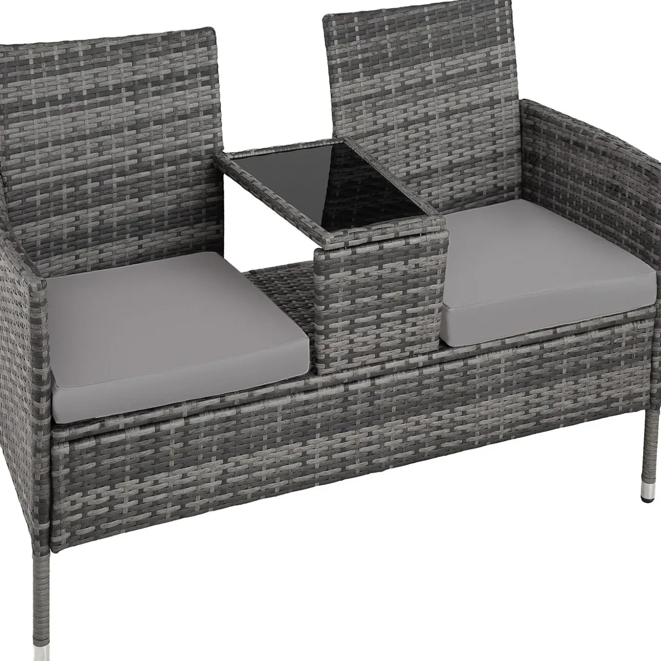 Tectake Wicker Tuinbank Met Tafel - Grijs/lichtgrijs
