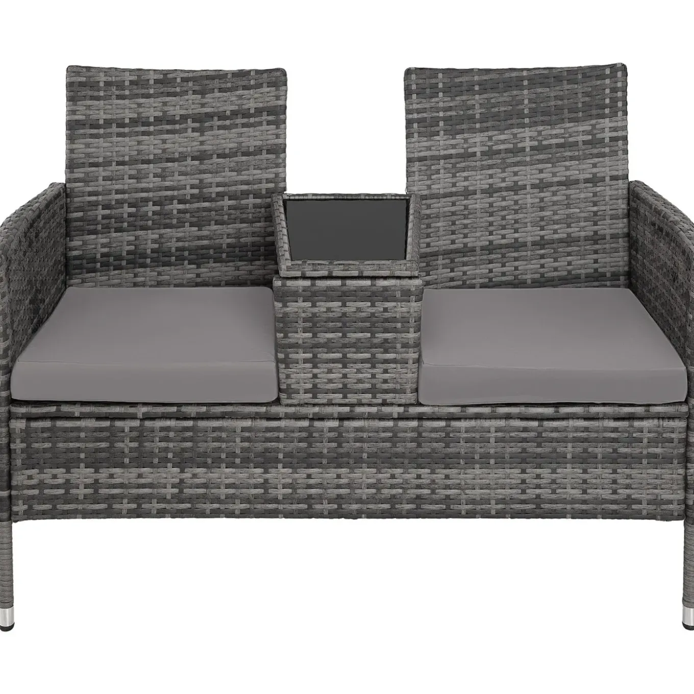 Tectake Wicker Tuinbank Met Tafel - Grijs/lichtgrijs