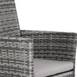 Tectake 2 Wicker Tuinstoelen Met 4 Kussenhoezen - Set Van 2 - Grijs/lichtgrijs