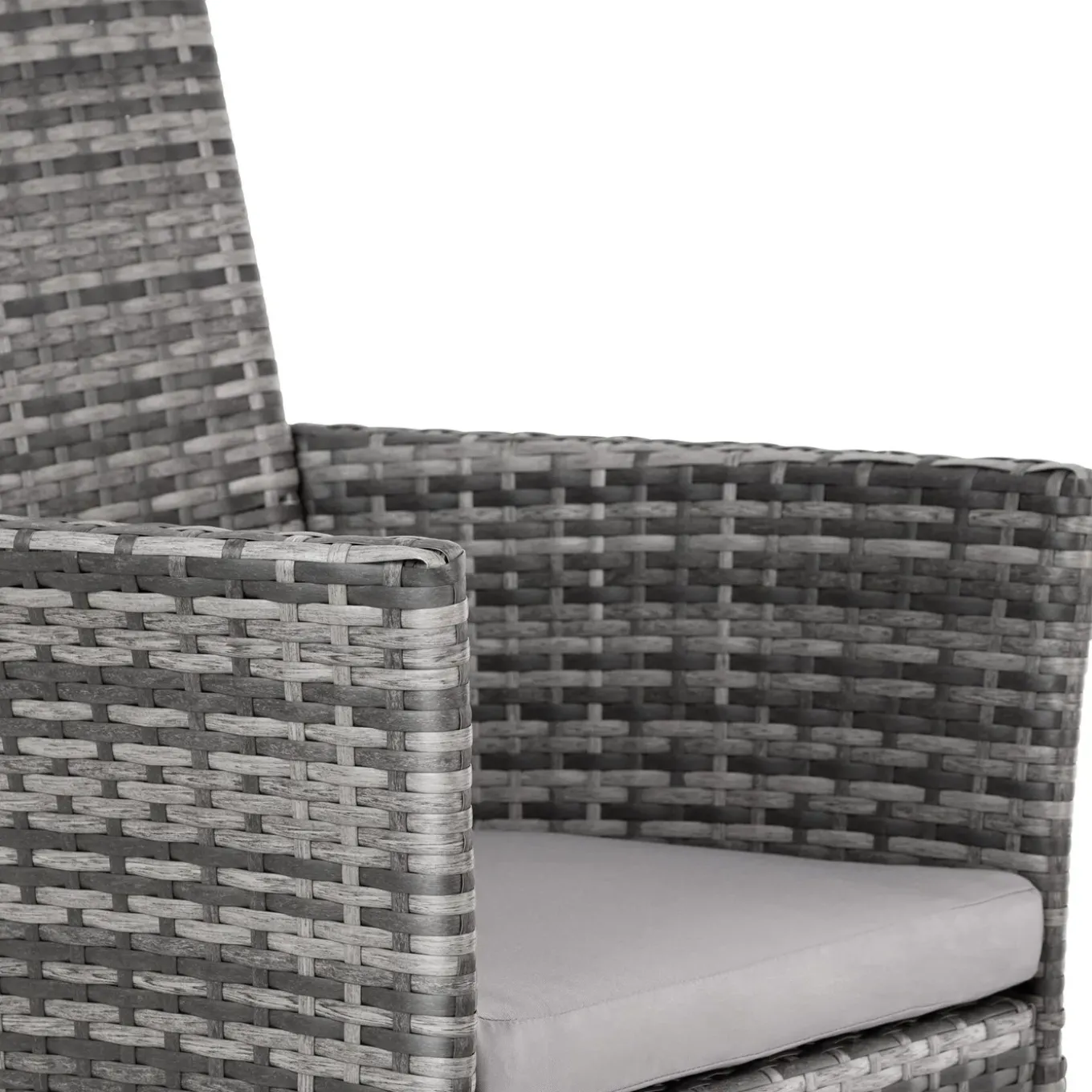 Tectake 2 Wicker Tuinstoelen Met 4 Kussenhoezen - Set Van 2 - Grijs/lichtgrijs