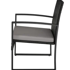 Tectake Wicker Zitgroep Lichtgrijs Zwart Loungeset 2 Personen Afneembare Kussens Tafel Glas