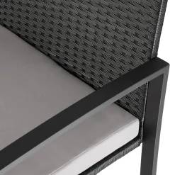 Tectake Wicker Zitgroep Lichtgrijs Zwart Loungeset 2 Personen Afneembare Kussens Tafel Glas