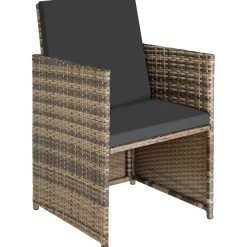 Tectake Wicker Zitgroep - Natuur - Inclusief Beschermhoes - Modulaire Buitenmeubelen