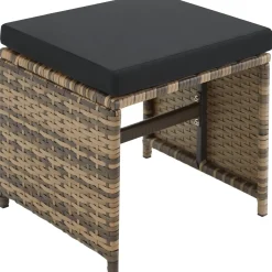 Tectake Wicker Zitgroep - Natuur - Inclusief Beschermhoes - Modulaire Buitenmeubelen