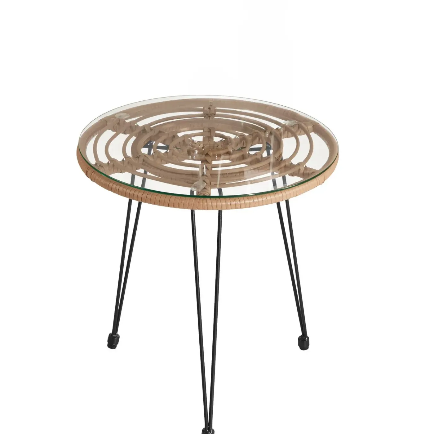 Tectake - Wicker Zitgroep - 2 Persoons - Stalen Frame - Tafel Glas - Uv-bestendig