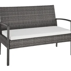 Tectake Wicker Zitgroep Sparta 3+1 - 4 Personen - Weerbestendig - Grijs