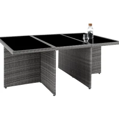 Tectake Zitgruppe Aluminium Und Rotan Schutzhoes - Opvouwbare Rugleuningen - Grijs