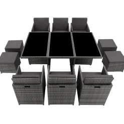 Tectake Zitgruppe Aluminium Und Rotan Schutzhoes - Opvouwbare Rugleuningen - Grijs