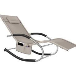 Tectake Zonnebed Taya - Ergonomisch - Schommelfunctie - Beige