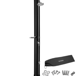 Tectake Zonnedouche Eco Zwart Met Grote Watertank Regendouchekop 360° Voetdouche