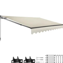 Tectake Zonnescherm Ornella Met Wandhouder, 250 X 200 Cm, Donkergrijs