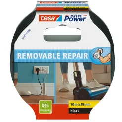 Tesa Duct tape Extra Power Removable - Zwart - 10m x 38mm