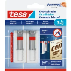 Tesa Plakhaakjes zonder nagel Powerstrips 77765 - voor tegels & metaal - 3kg - wit - 2 stuks