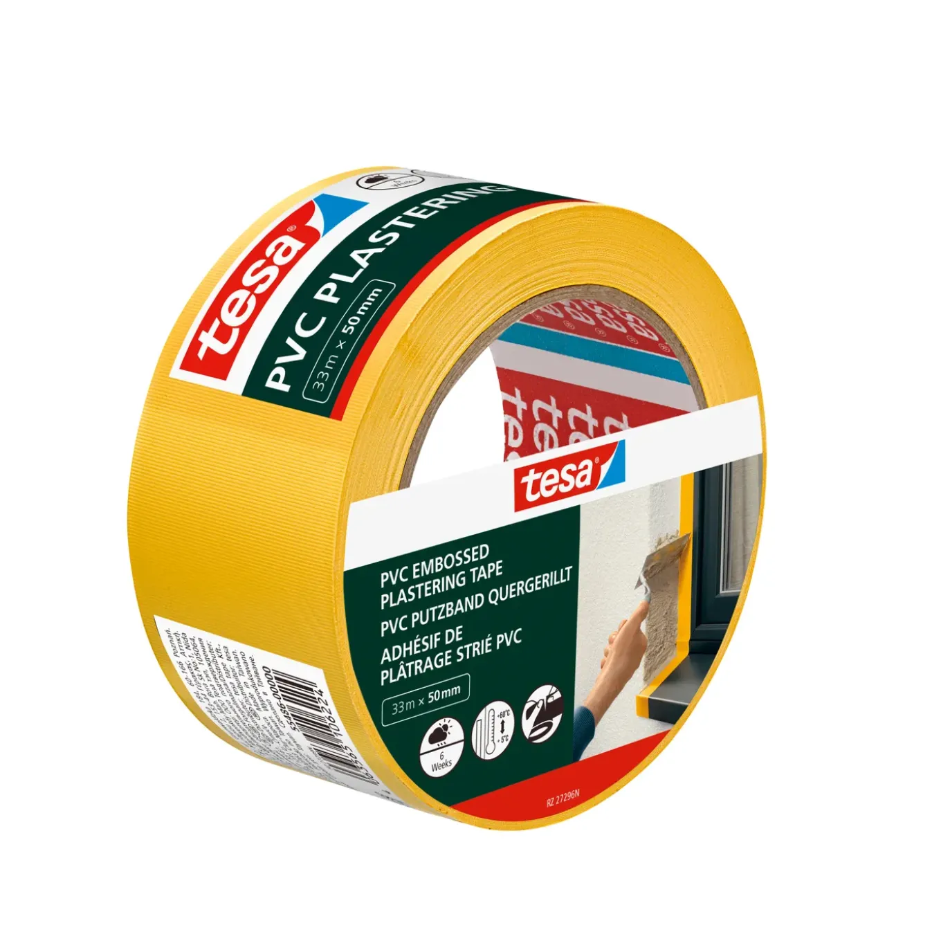 Tesa pleistertape geribbeld PVC geel 33mx50mm