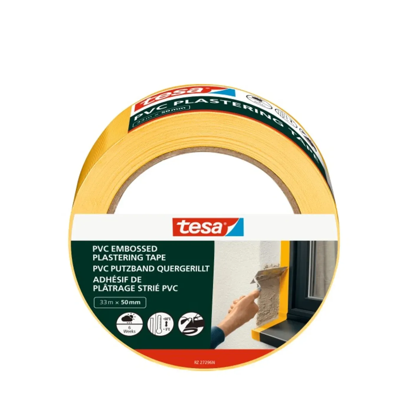 Tesa pleistertape geribbeld PVC geel 33mx50mm