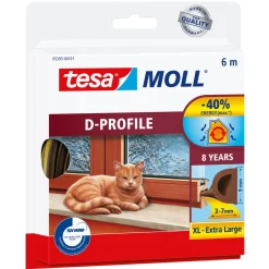 Tesa tochtband D-profile bruin 6m