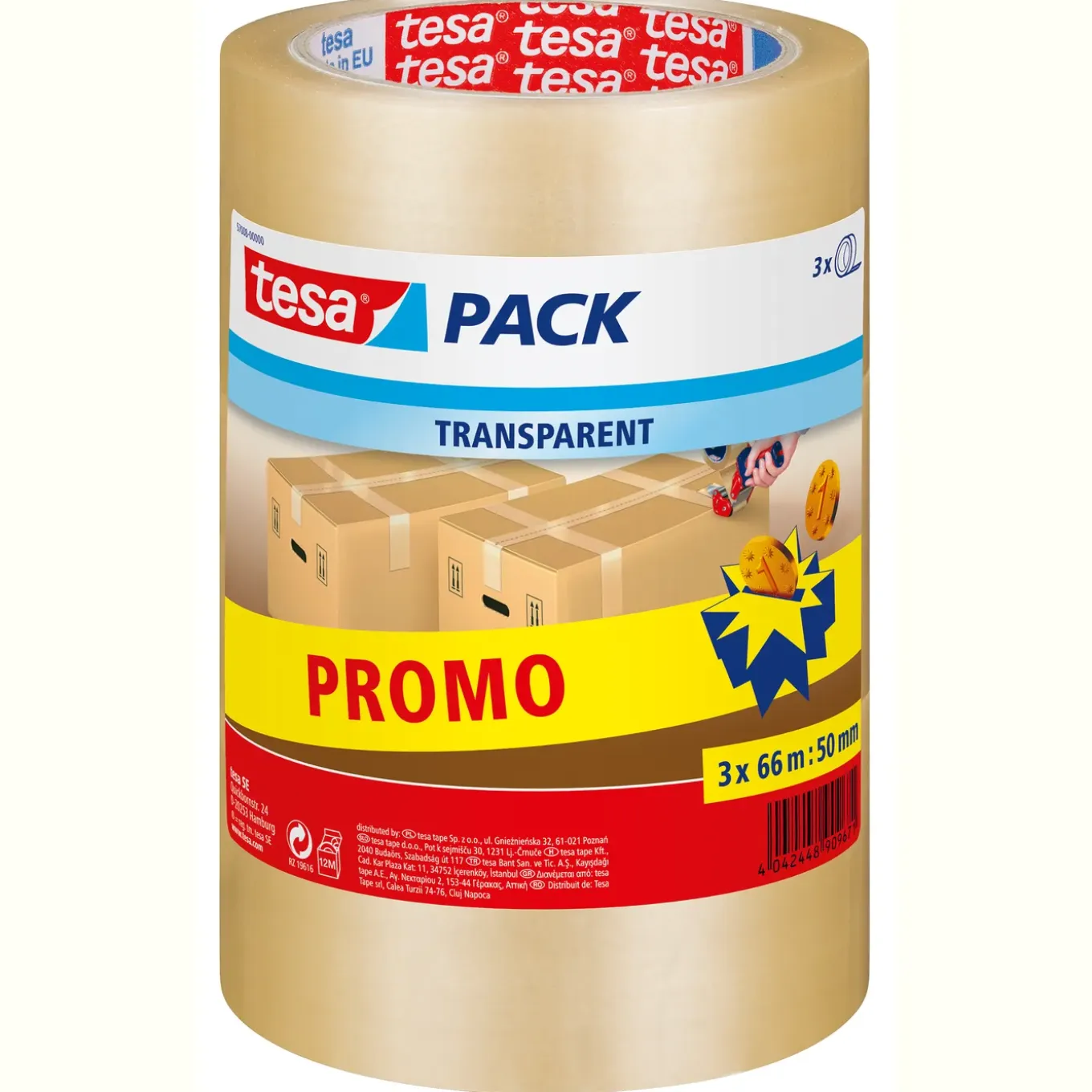 Tesa Verpakkingstape - Transparant - 66m x 50mm