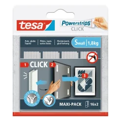 Tesa zelfklevende strip Powerstrips CLICK Combo 16x2 stuks Small