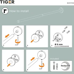 Tiger Boston handdoekrek telescopisch RVS geborsteld
