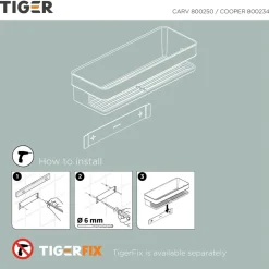 Tiger Doucherek Carv - Tigerfix of schroeven - RVS - Zwart - 28x6,9x10,5cm