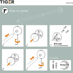 Tiger handdoekrek telescopisch Boston zilver gepolijst om op te hangen