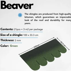 Timbela - Bitumineuze Dakspanen - B-green - Zwart Kleur - Bitumen Dakbedekking - 3m2