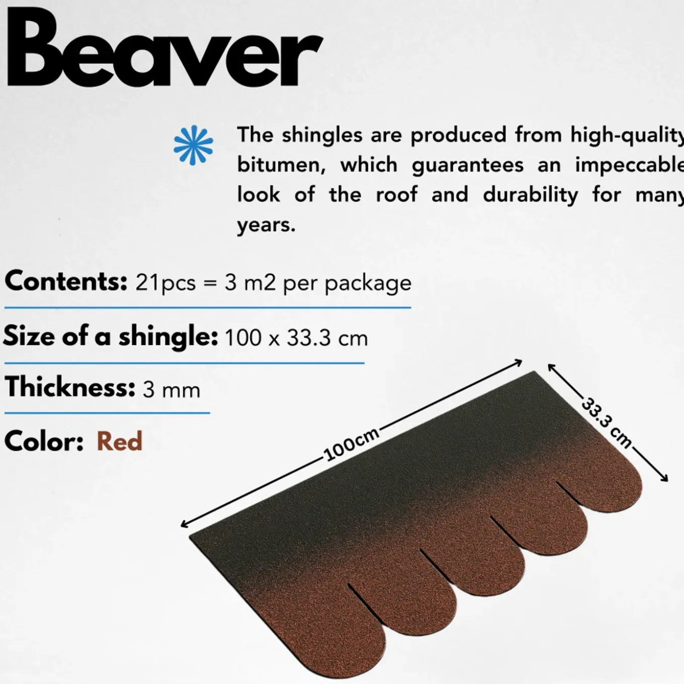 Timbela - Bitumineuze Dakspanen - B-red - Zwart Kleur - Bitumen Dakbedekking - 3m2