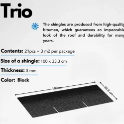 Timbela - Bitumineuze Dakspanen - T-black - Zwart Kleur - Bitumen Dakbedekking - 3m2