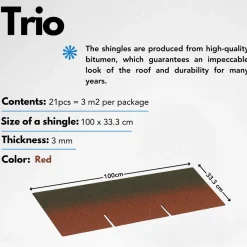 Timbela - Bitumineuze Dakspanen - T-red - Zwart Kleur - Bitumen Dakbedekking - 3m2