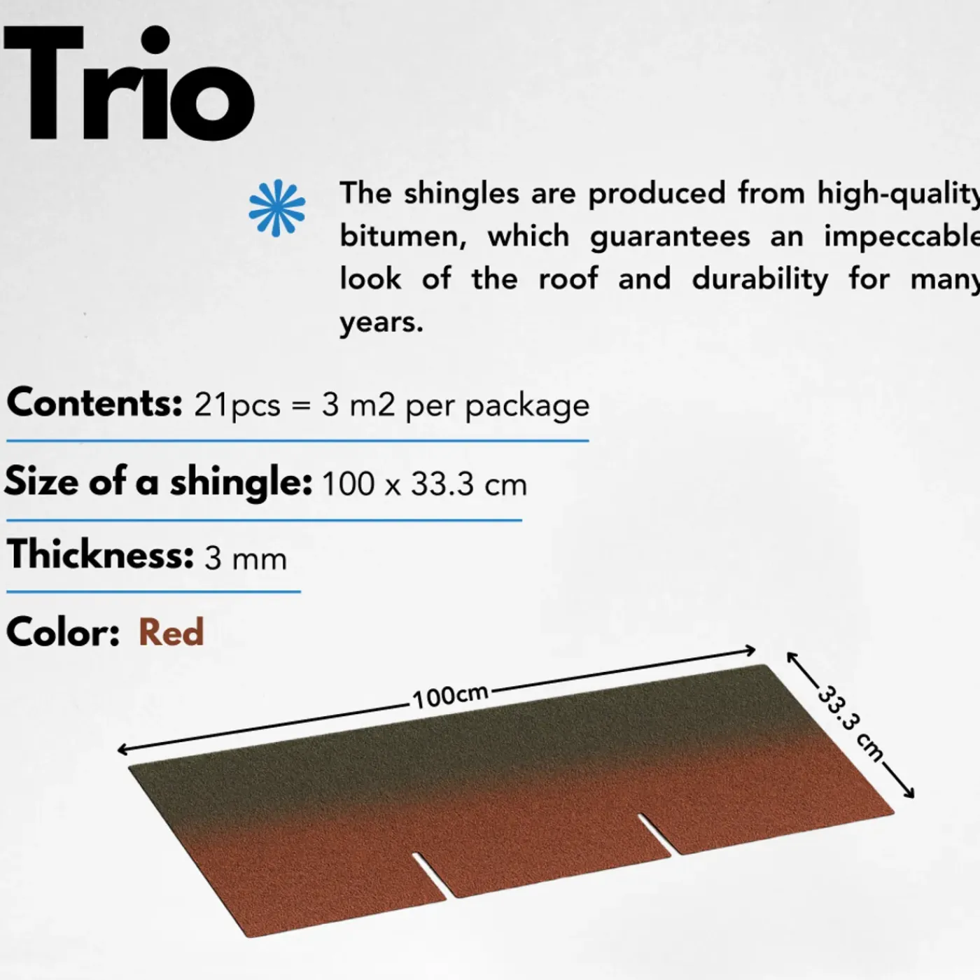 Timbela - Bitumineuze Dakspanen - T-red - Zwart Kleur - Bitumen Dakbedekking - 3m2