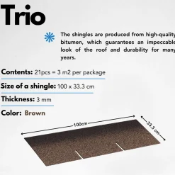 Timbela - Bitumineuze Dakspanen - T-brown - Zwart Kleur - Bitumen Dakbedekking - 3m2