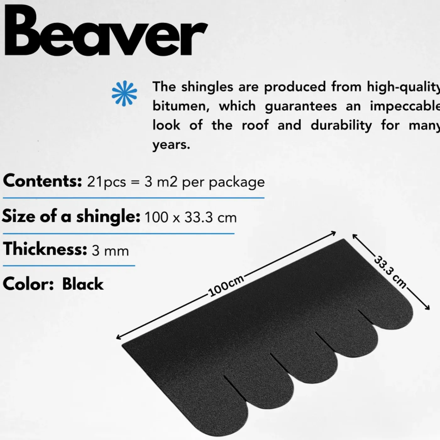 Timbela - Bitumineuze Dakspanen - B-black - Zwart Kleur - Bitumen Dakbedekking - 3m2