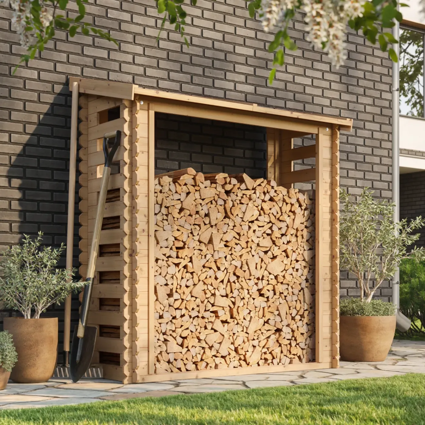 Timbela - Haardhout Opslagschuurtje - M201-1 - L86xl184xh200 Cm/ 0,9 M2