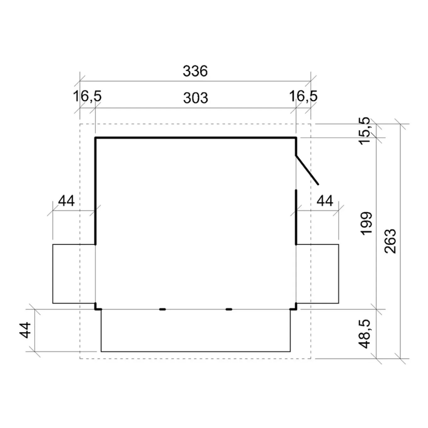 Timbela - Houten Tuinhuis, Houten Marktkraam - M150bz - 263 X 336 Cm / 6 M²