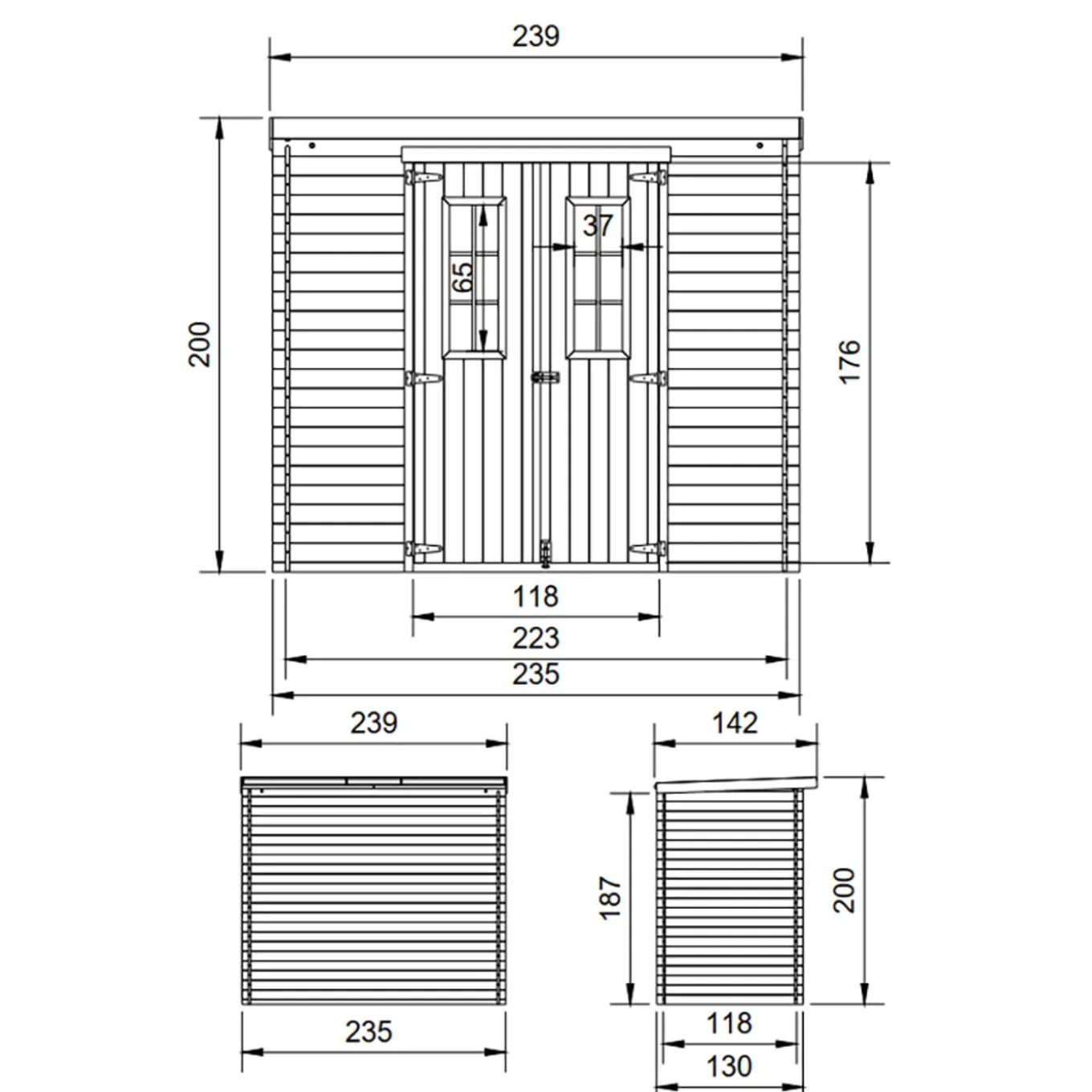 Timbela - Houten Tuinschuur 2.63 M2 - M310c - Tuinhuis Voor Gereedschaps- En Fietsenstalling