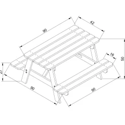Timbela - Kindertafel voor in de tuin - M018-1 - Kinderpicknicktafel met banken 90x90xH50 cm