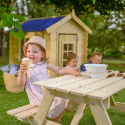 Timbela - Kindertafel voor in de tuin - M018-1 - Kinderpicknicktafel met banken 90x90xH50 cm