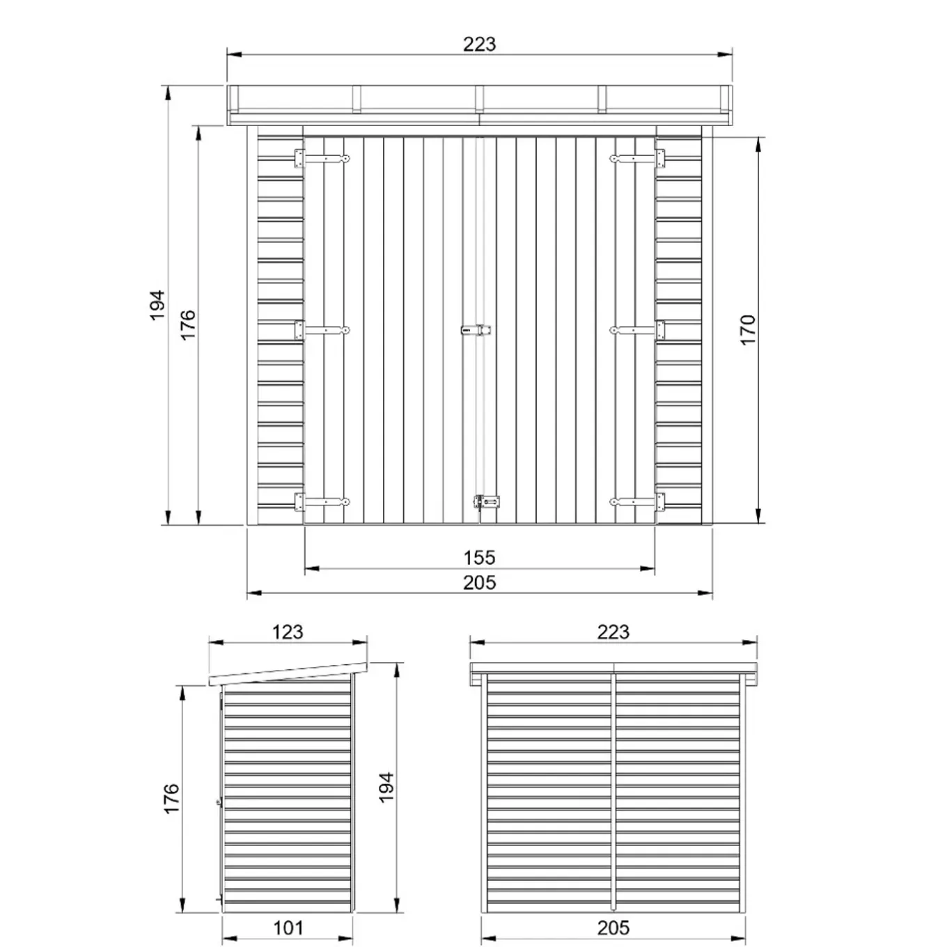 Timbela M348 - Houten Tuinschuur 2,1 M2 - Tuinhuis Zonder Vloer - Gereedschap Schuur