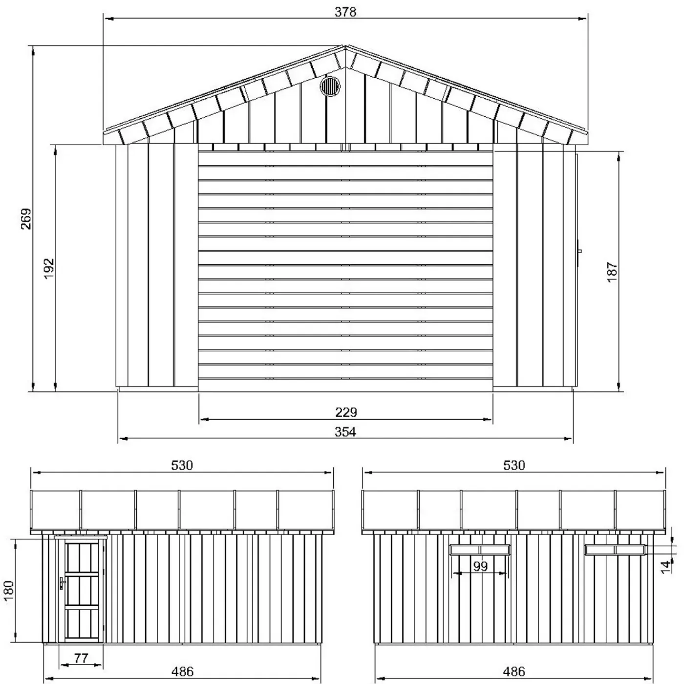 Timbela - Premium Kwaliteit Garage 17 M² - M991b-tundra Grey - L378xb530 Cm