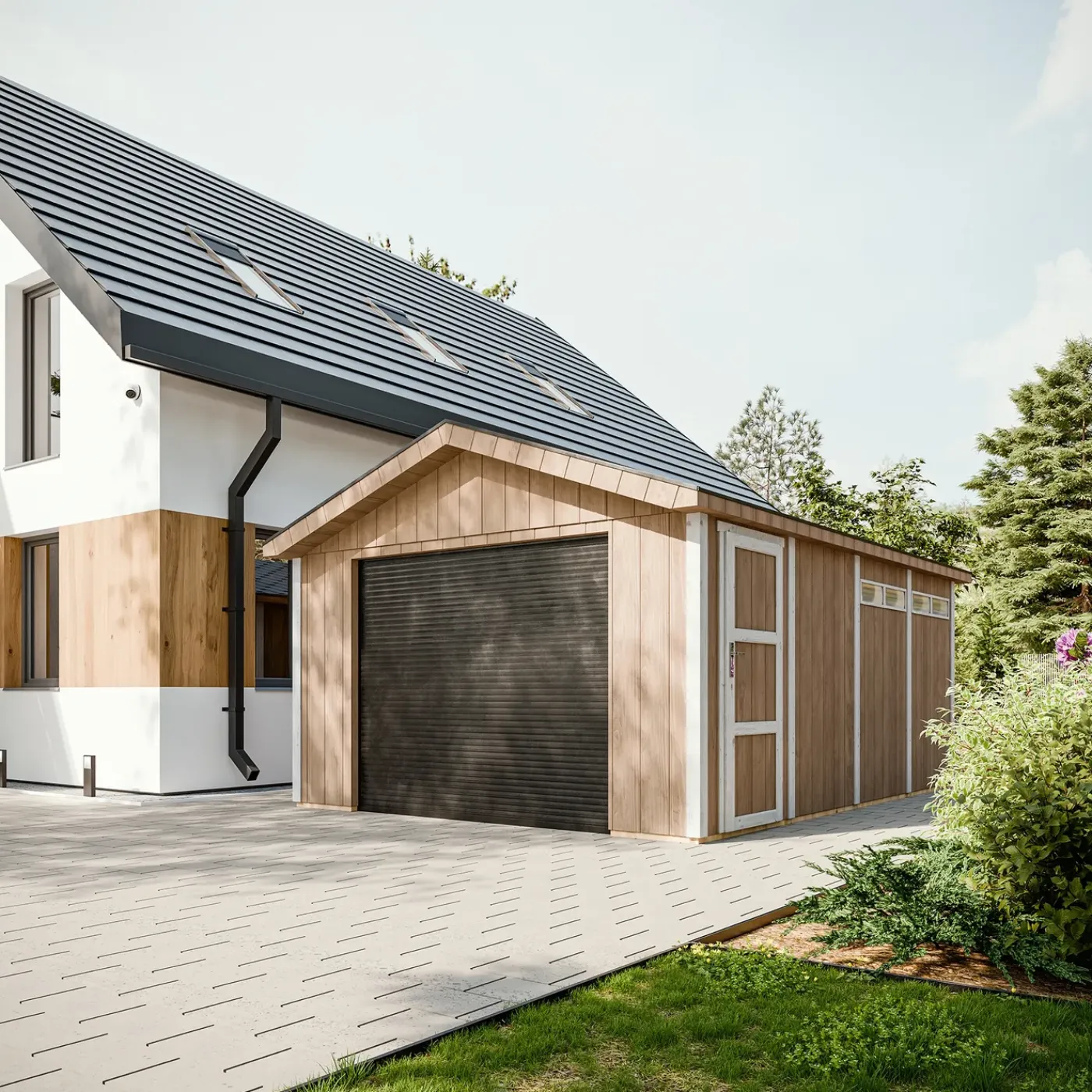 Timbela - Premium Kwaliteit Garage 17 M² - M991b-tundra Grey - L378xb530 Cm