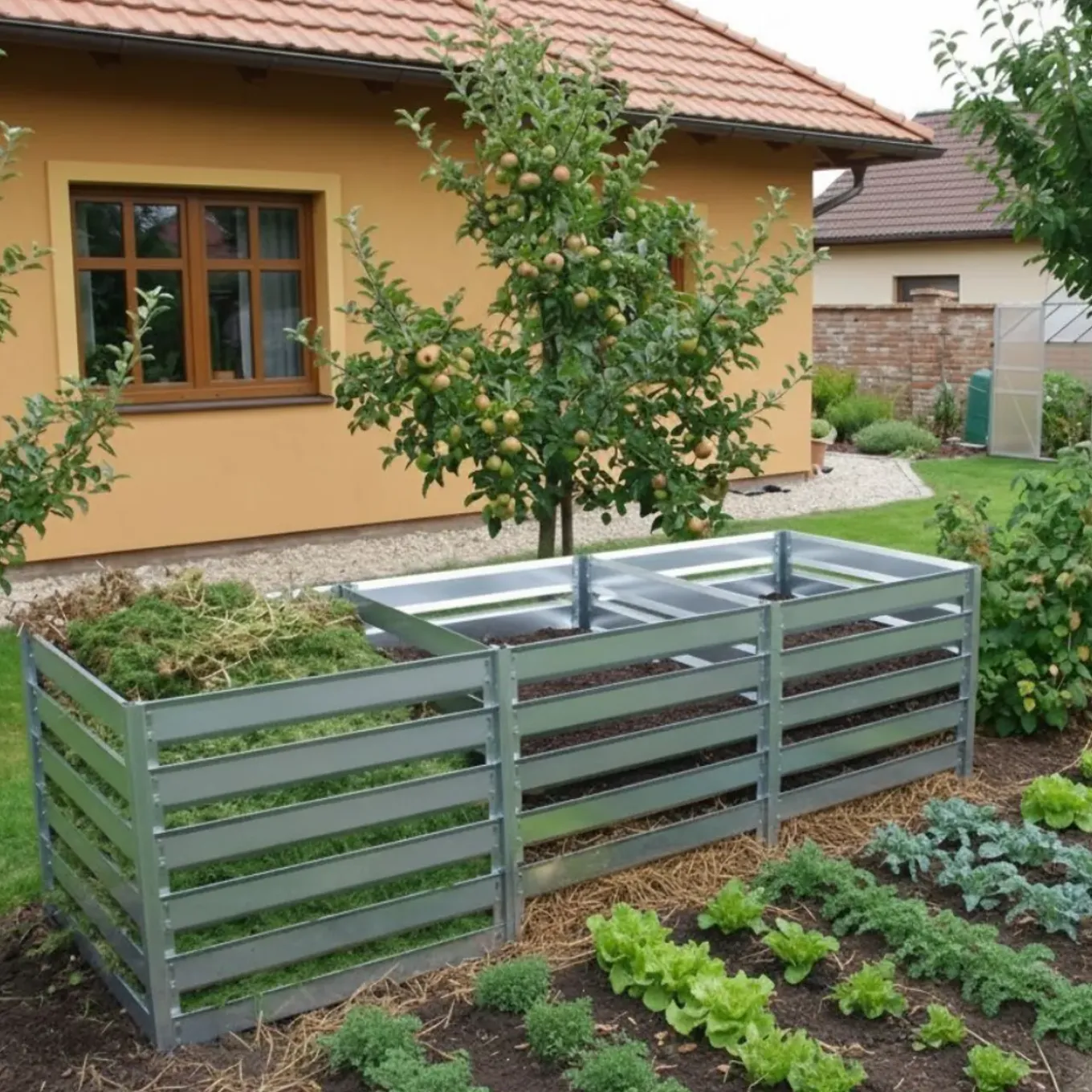 Timbela - Tuincomposter Uitbreidingsmodule - M800a - Metalen Compostbak - 91 X 91 X H85 Cm / 704l