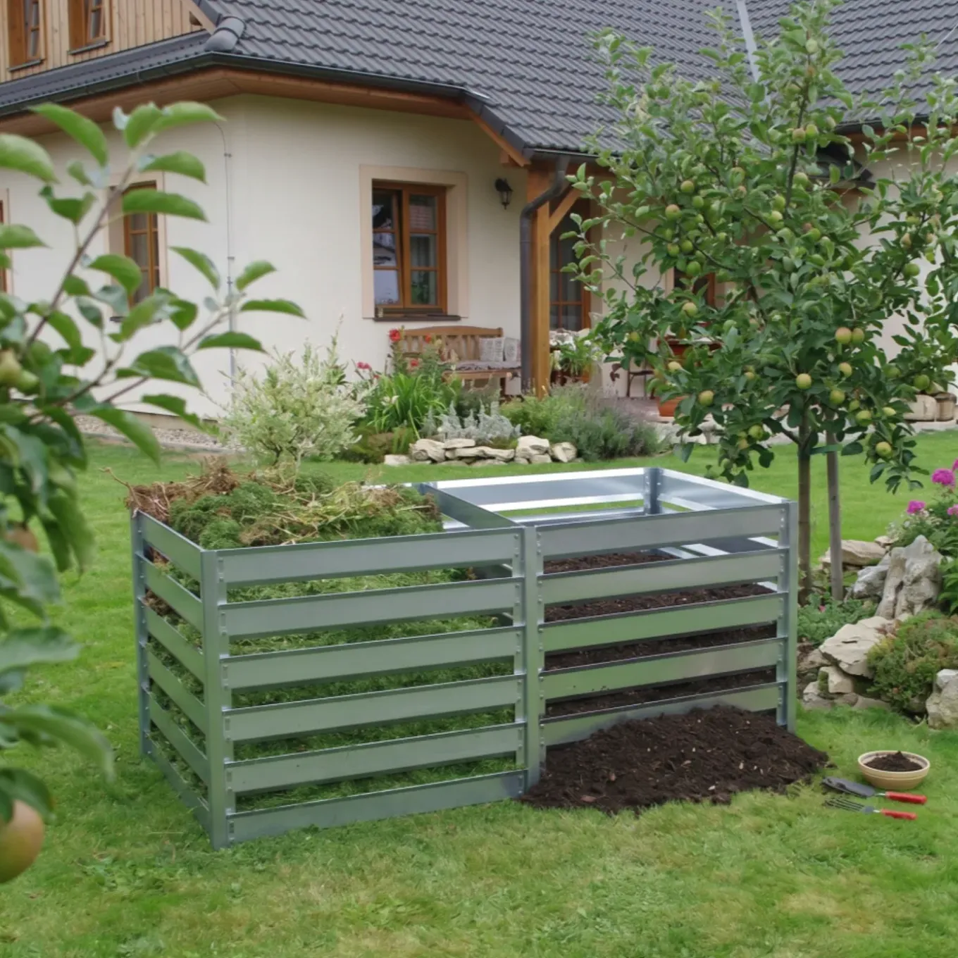 Timbela - Tuincomposter Uitbreidingsmodule - M800a - Metalen Compostbak - 91 X 91 X H85 Cm / 704l