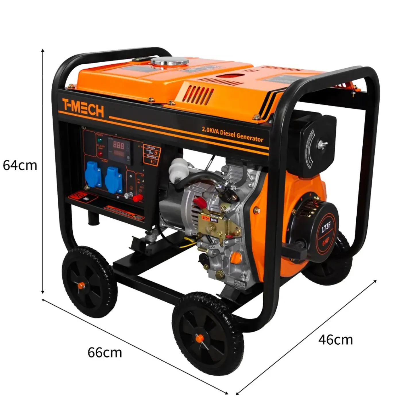 Monster Shop T-Mech Draagbare Diesel Stroomgenerator 2kVA - Open Frame