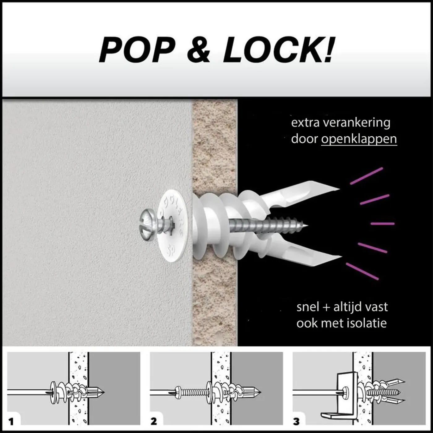 Toggler gipsplaatplug SP kunststof - diam. 8mm - 20 stuks