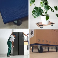 Toolland Meubelroller, 400 Kg Transporthulp, Houten Platform 65 X 40 Cm 400 Kg, Blauw,zwart, Triplex