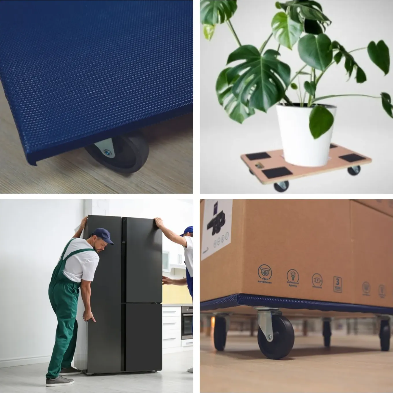 Toolland Meubelroller, 400 Kg Transporthulp, Houten Platform 65 X 40 Cm 400 Kg, Blauw,zwart, Triplex